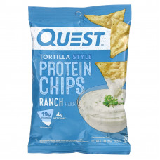 Quest Nutrition, протеиновые чипсы в стиле тортильи, вкус сыра, фермерский вкус, 12 пакетиков, 32 г (1,1 унции)