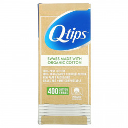 Q-tips, органические ватные палочки, 400 шт.