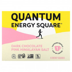 Quantum Energy Square, Темный шоколад с розовой гималайской солью, 8 квадратов, 48 г (1,69 унции)