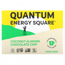 Quantum Energy Square, Кокос и миндаль, шоколадная крошка, 8 квадратов, 48 г (1,69 унции)