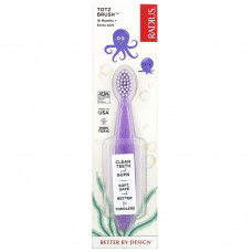 RADIUS, Totz Toothbrush, супермягкая зубная щетка, для малышей от 18 месяцев, лиловая с блестками, 1 шт.