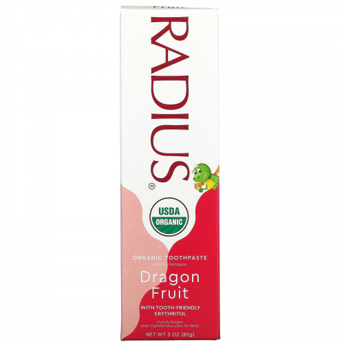 RADIUS, органическая зубная паста с эритритолом, для детей от 6 месяцев, питайя, 85 г (3 унции)