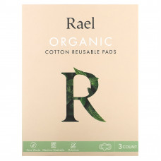 Rael, Inc., Многоразовые прокладки из органического хлопка, 3 шт.