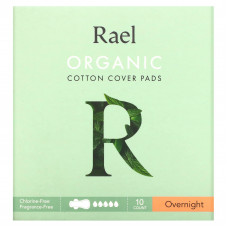 Rael, Inc., Прокладки из органического хлопка, ночные, 10 шт.