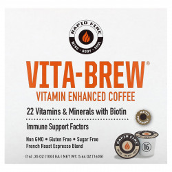 RAPIDFIRE, Vita-Brew, обогащенный витаминами кофе, смесь французского эспрессо, 16 тыс. Чашек, 10 г (0,35 унции)