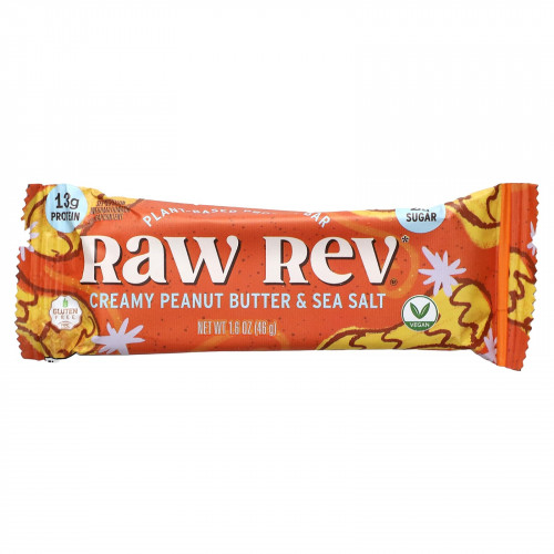Raw Rev, Glo, Кремообразная арахисовая паста и морская соль, 12 батончиков, каждый по 1.6 унц. (46 г)