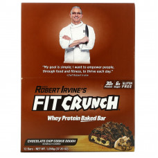 FITCRUNCH, Запеченный батончик с сывороточным протеином, тесто для шоколадного печенья, 12 батончиков, 88 г (3,10 унции)