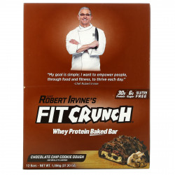 FITCRUNCH, Запеченный батончик с сывороточным протеином, тесто для шоколадного печенья, 12 батончиков, 88 г (3,10 унции)