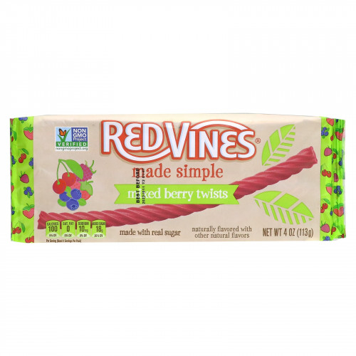 Red Vines, Made Simple, солодка, ягодное ассорти, 113 г (4 унции)