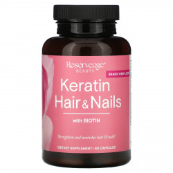 Reserveage Nutrition, Кератин для волос и ногтей с биотином, 60 капсул