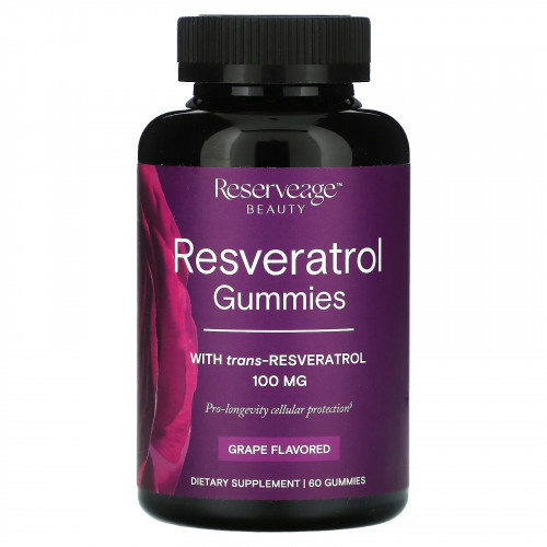 Reserveage Nutrition, Жевательные мармеладки с ресвератролом, со вкусом винограда, 50 мг, 60 жевательных таблеток