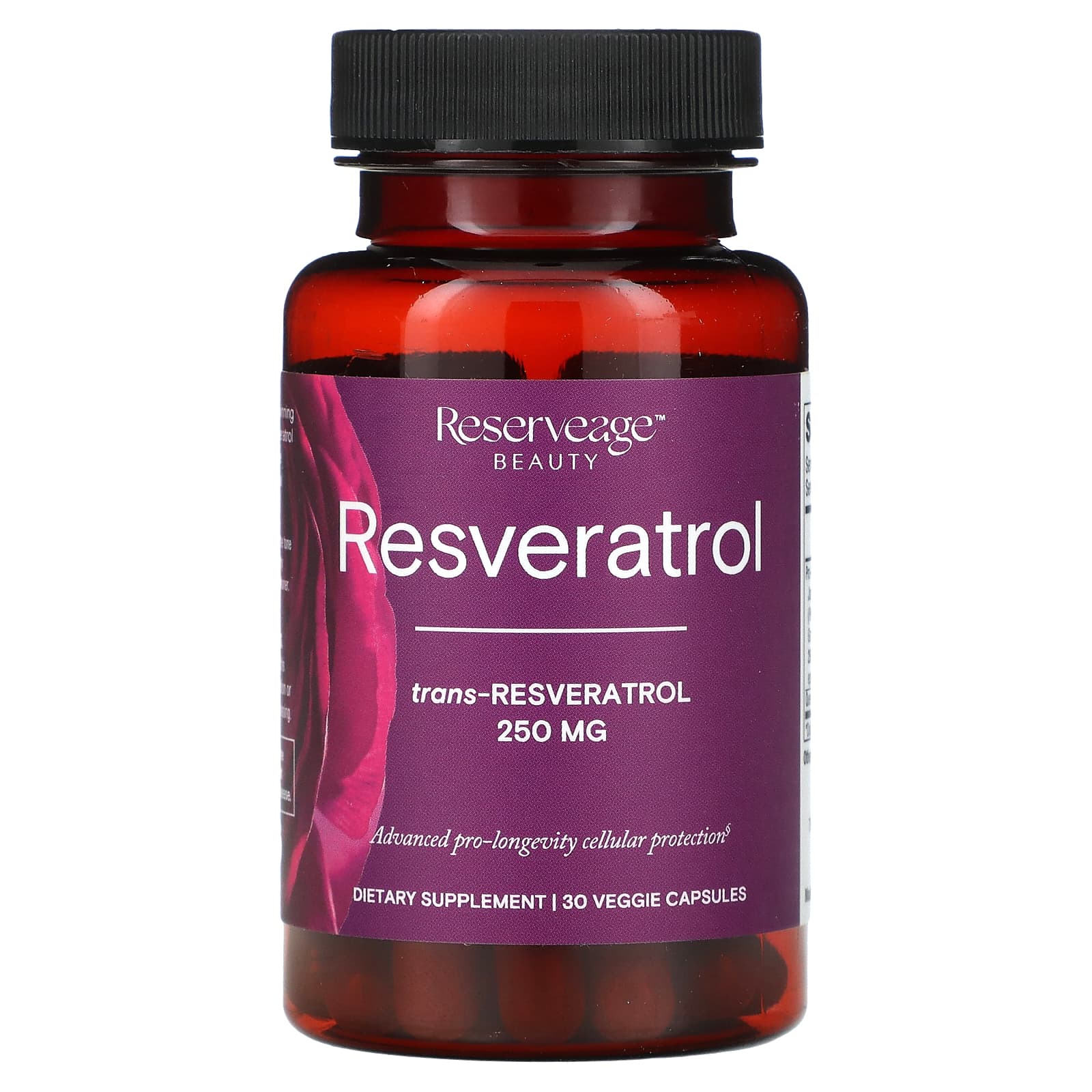 Reserveage Nutrition, Ресвератрол, 250 мг, 30 растительных капсул