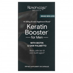 Reserveage Nutrition, Keratin Booster для мужчин, с биотином и сереноей, 60 капсул
