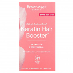 Reserveage Nutrition, кератиновое укрепляющее средство для волос с биотином и ресвератролом, 60 капсул