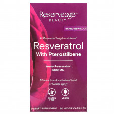 Reserveage Nutrition, Ресвератрол с птеростильбеном, 500 мг, 60 растительных капсул