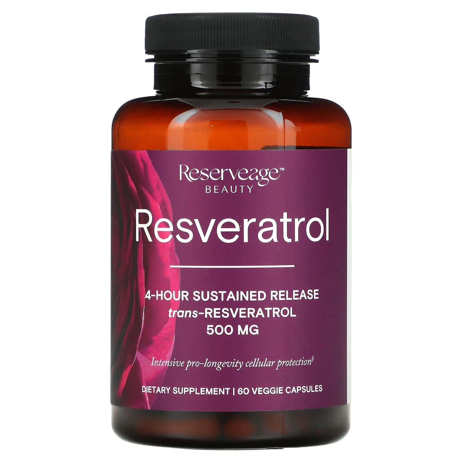 Reserveage Nutrition, Ресвератрол, 500 мг, 60 растительных капсул