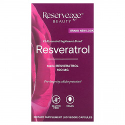 Reserveage Nutrition, Ресвератрол, 100 мг, 60 растительных капсул