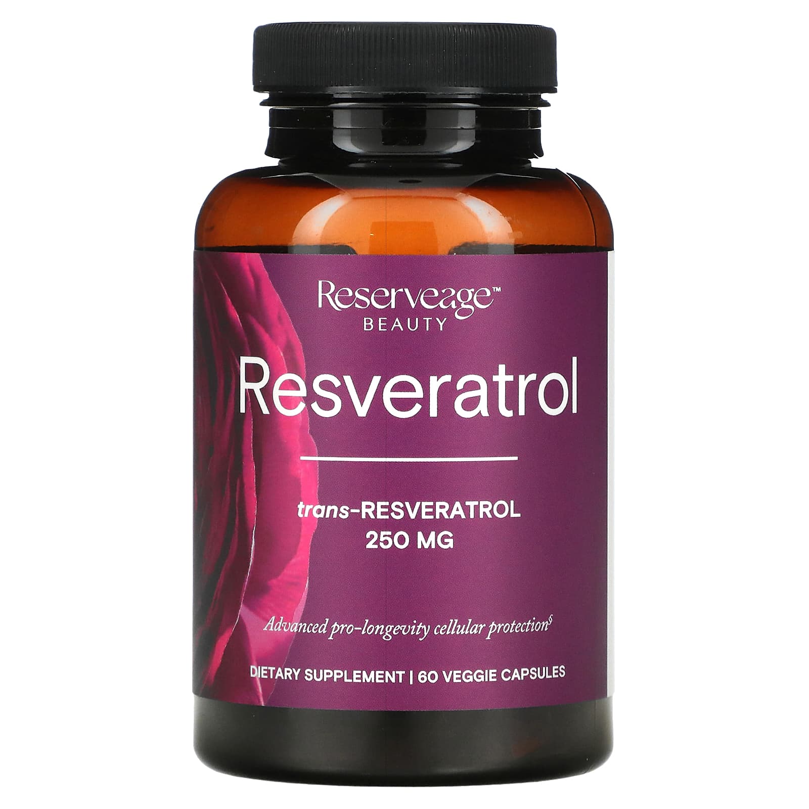 Reserveage Nutrition, ресвератрол, транс-ресвератрол, 250 мг, 60 растительных капсул