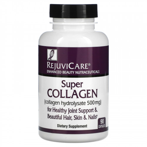 Rejuvicare, Super Collagen, гидролизат коллагена, 500 мг, 90 капсул