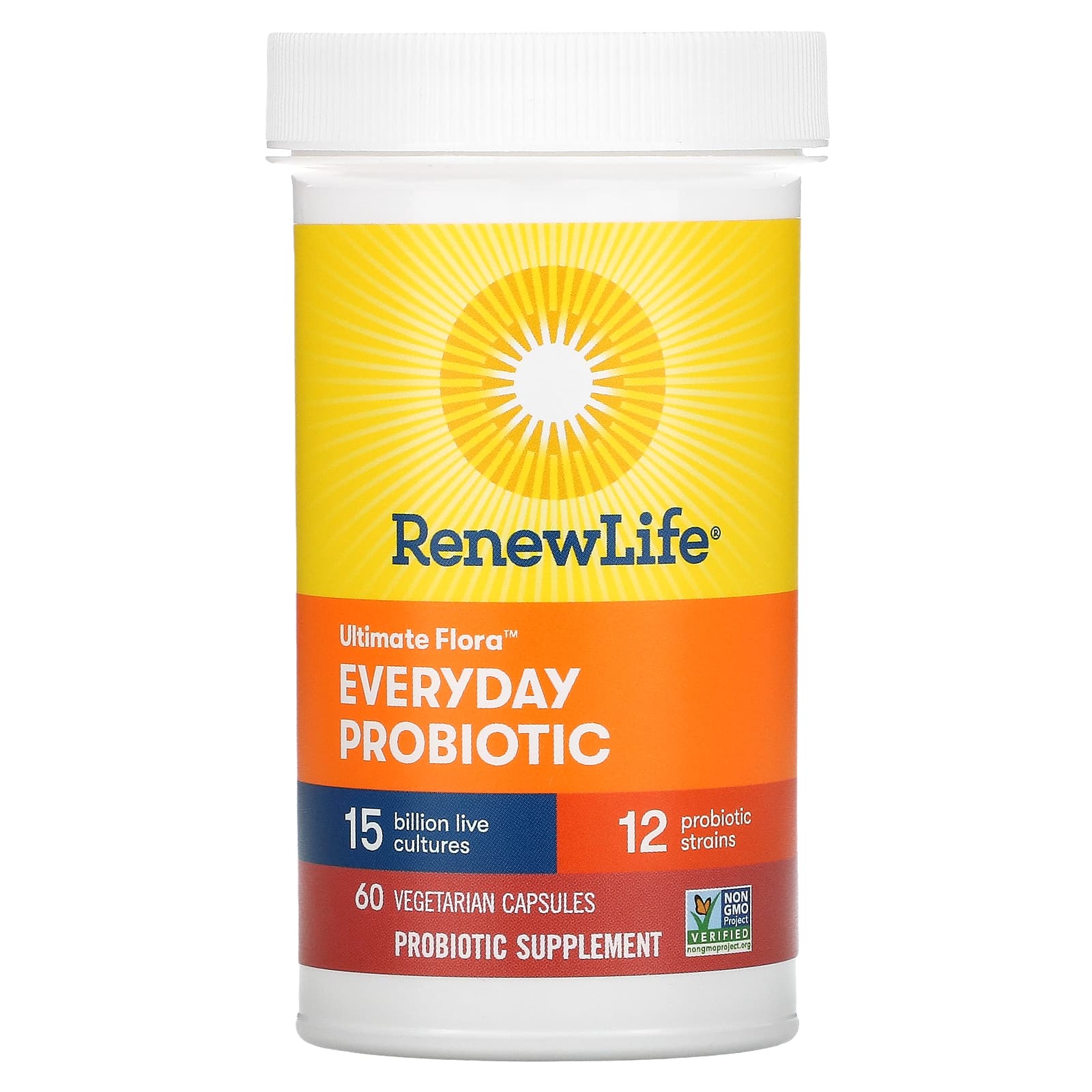 Renew Life, Ultimate Flora, ежедневный пробиотик, 15 млрд КОЕ, 60 вегетарианских капсул