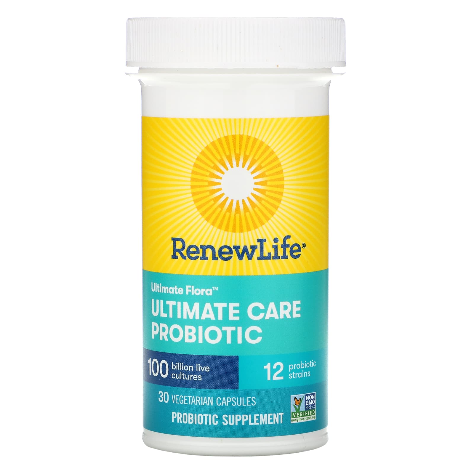 Renew Life, Ultimate Flora, пробиотик Ultimate Care, 100 млрд живых культур, 30 вегетарианских капсул