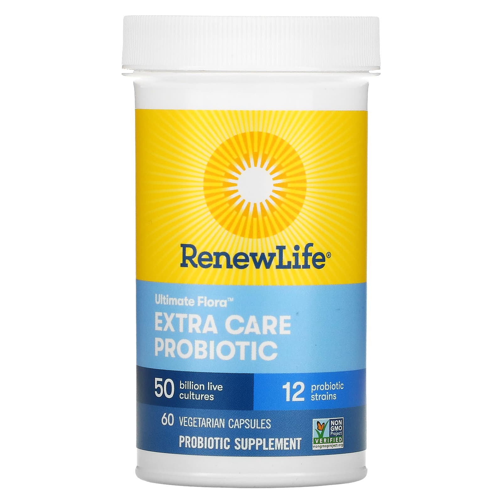 Renew Life, Ultimate Flora, пробиотик с повышенной силой действия, 50 млрд живых культур, 60 вегетарианских капсул