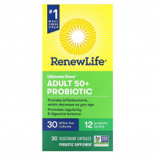 Renew Life, Ultimate Flora, пробиотик для взрослых старше 50 лет, 30 млрд живых культур, 30 вегетарианских капсул