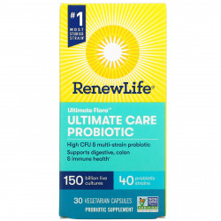 Renew Life, Ultimate Flora, Ultimate Care, пробиотик с повышенной силой действия, 150 млрд живых культур, 30 вегетарианских капсул