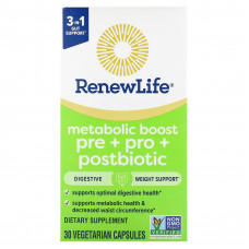 Renew Life, Metabolic Boost, Pre + Pro + Postbiotic, 30 вегетарианских капсул