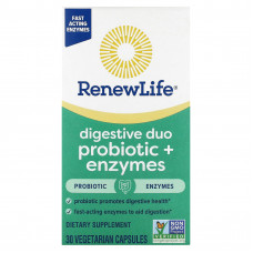 Renew Life, Digestive Duo Probiotic + Enzymes, 30 вегетарианских капсул