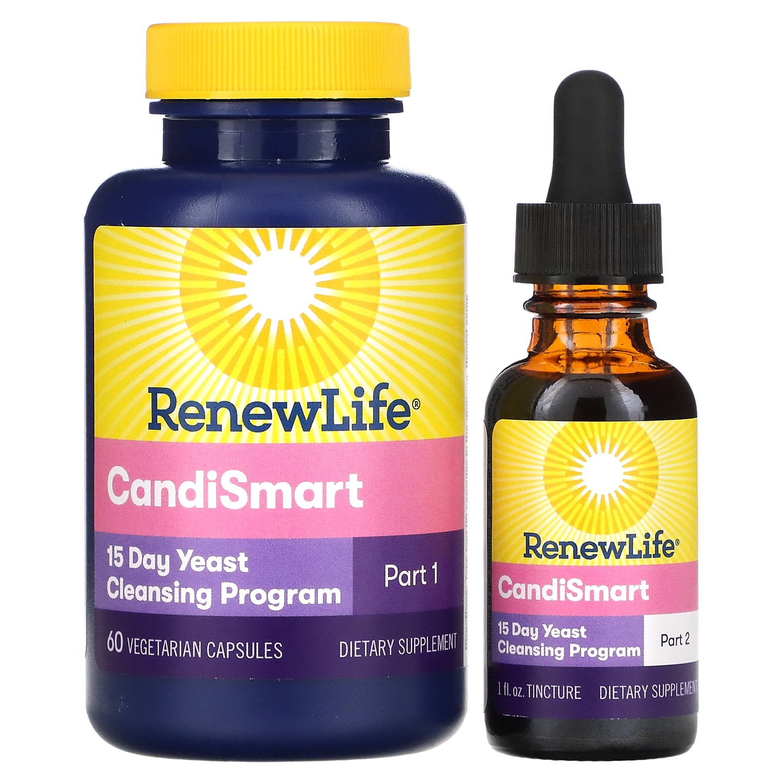 Renew Life, CandiSmart, 15-дневная программа очищения от дрожжей, комплекс из 2 частей