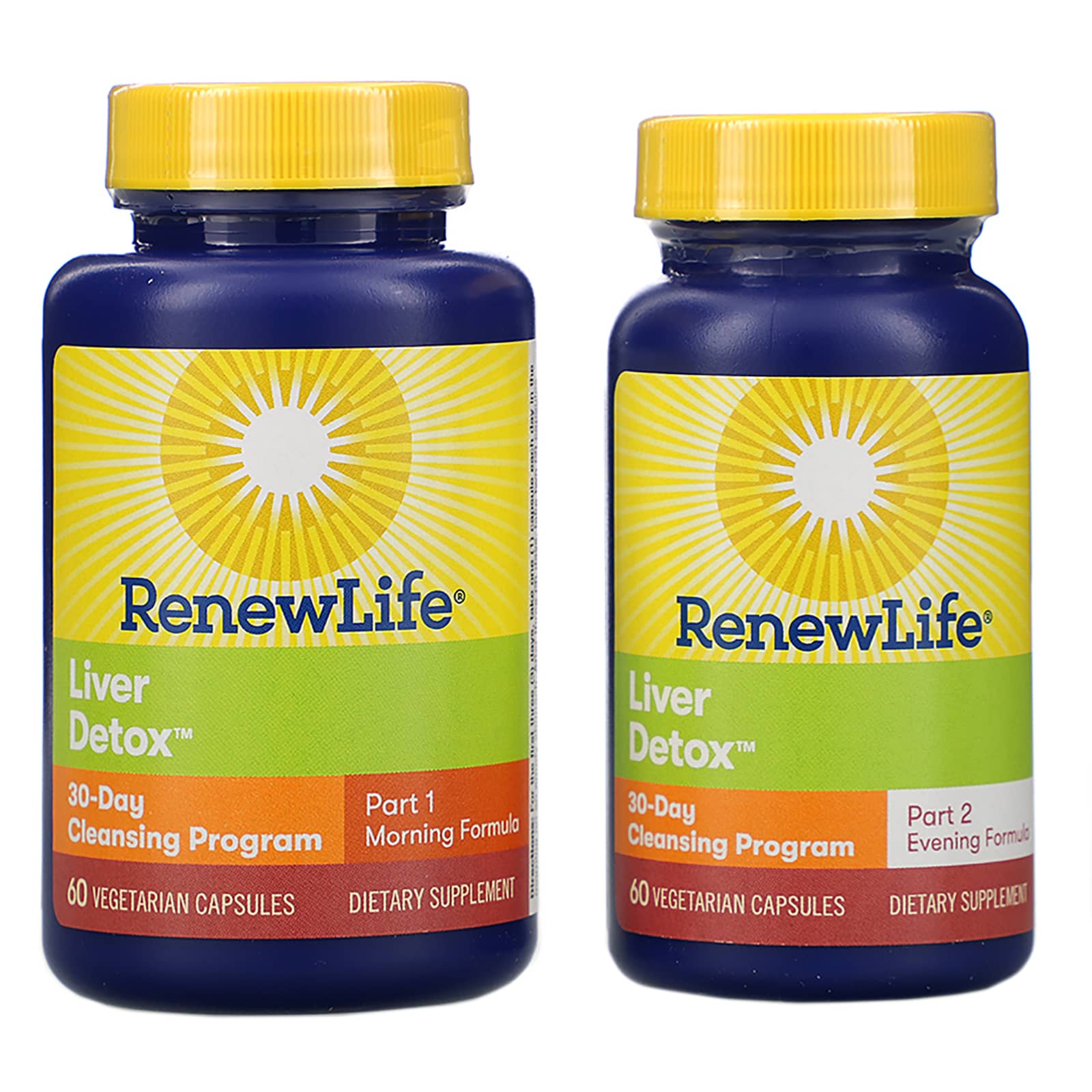 Renew Life, Targeted, Liver Detox, программа очищения органов, 120 растительных капсул, 2 флакона, 30-дневная программа