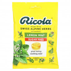 Ricola, оральный анестетик, без сахара, лимон и мята, 19 упакованных капель