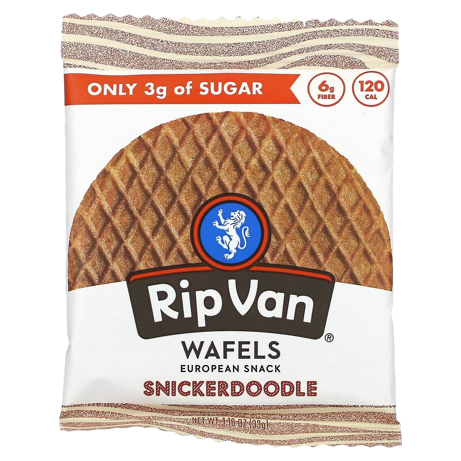 Rip Van Wafels, Snickerdoodle, 4 упаковки по 33 г (1,16 унции)