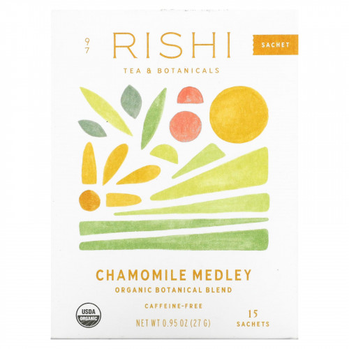 Rishi Tea, Органический травяной чай, смесь ромашки, без кофеина, 15 пакетиков, 0,95 унции (27 г)