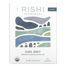 Rishi Tea, «Earl Grey», органический ароматизированный черный чай, 15 пакетиков, 45 г (1,58 унции)
