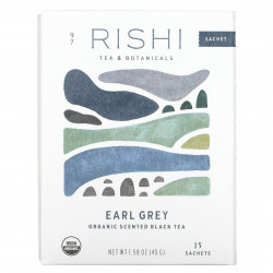 Rishi Tea, «Earl Grey», органический ароматизированный черный чай, 15 пакетиков, 45 г (1,58 унции)