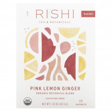 Rishi Tea, Органическая растительная смесь, розовый лимон и имбирь, без кофеина, 15 пакетиков, 45 г (1,58 унции)