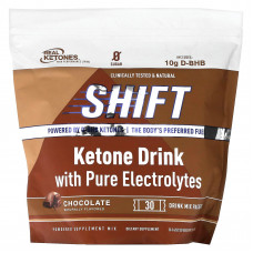 Real Ketones, Shift, кетоновый напиток с чистыми электролитами, шоколад, 30 пакетиков со смесью для приготовления напитка, 12 г (0,42 унции)