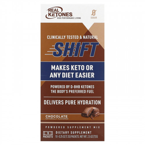 Real Ketones, Shift, шоколад, 10 пакетиков по 7,2 г (0,25 унции)