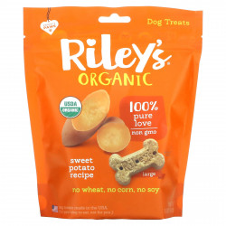 Riley’s Organics, Лакомства для собак, большая косточка, рецепт с бататом, 142 г (5 унций)