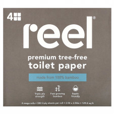 Reel, премиальное качество туалетной бумаги без древесины, 4 больших рулона