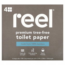 Reel, премиальное качество туалетной бумаги без древесины, 4 больших рулона