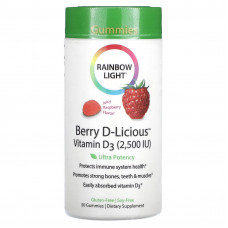 Rainbow Light, Berry D-Licious, витамин D3, со вкусом малины, 2,500 МЕ, 50 желейных конфет