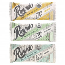 Rawmio, Essential Bar, органический необработанный шоколад, 70% какао, апельсин, перечная мята, оригинальный вкус, 3 батончика по 30 г (1,1 унции)