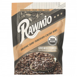 Rawmio, Органические необработанные перуанские ядра какао, несладкие, 1 фунт (16 унций)