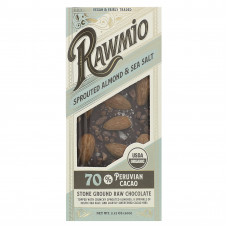 Rawmio, Каменный молотый необработанный шоколад, пророщенный миндаль и морская соль, 60 г (2,12 унции)
