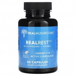 Real Mushrooms, RealRest, грибы и травы`` 60 капсул