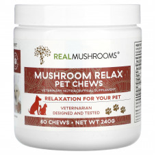 Real Mushrooms, Mushroom Relax, жевательные таблетки, 60 жевательных таблеток, 240 г