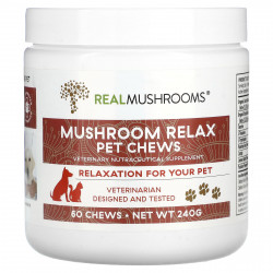 Real Mushrooms, Mushroom Relax, жевательные таблетки, 60 жевательных таблеток, 240 г